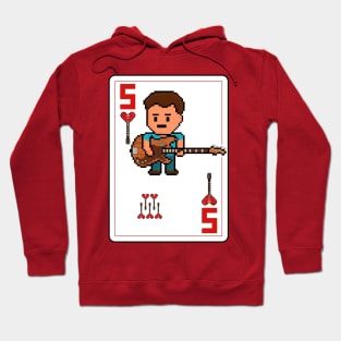 Pixelrockstars Five of Hearts Playing Card Hoodie